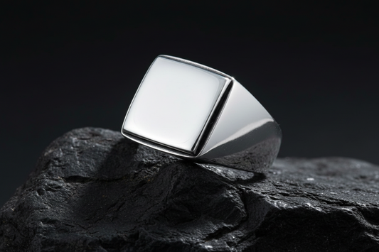 Sterling Silver Signet Ring: Bold 14mm Men's Band