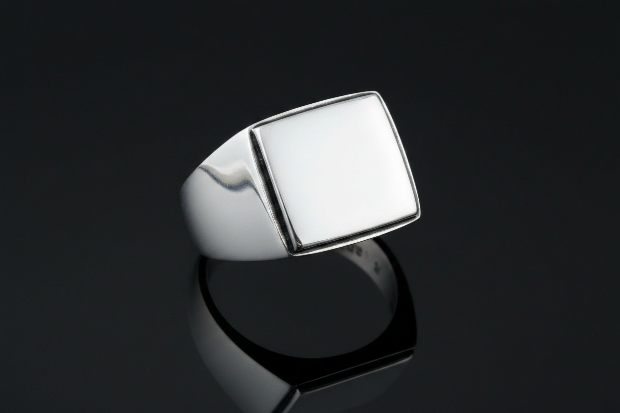 Sterling Silver Signet Ring: Bold 14mm Men's Band