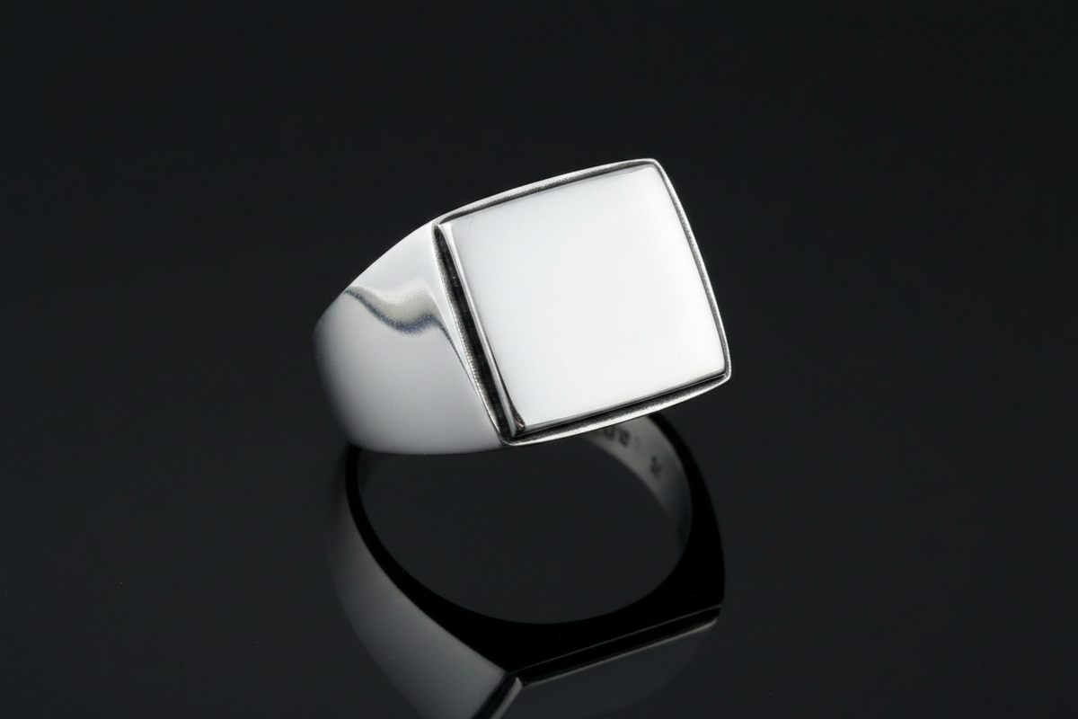 Men's Signet Ring – Sterling Silver with 14mm Band Width