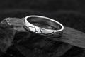 Slim 3mm Oxidized Design Band – Sterling Silver