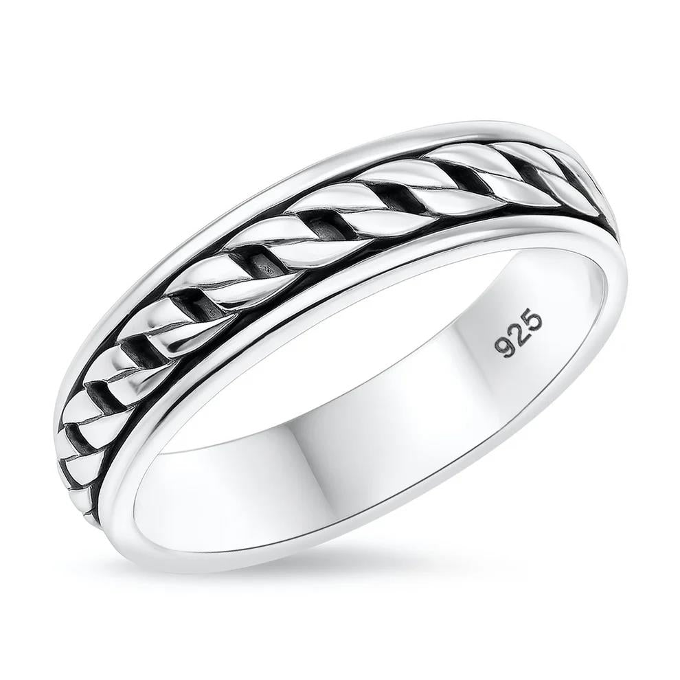 Sterling Silver Cuban Link Ring: Unisex Chain Band, 5mm