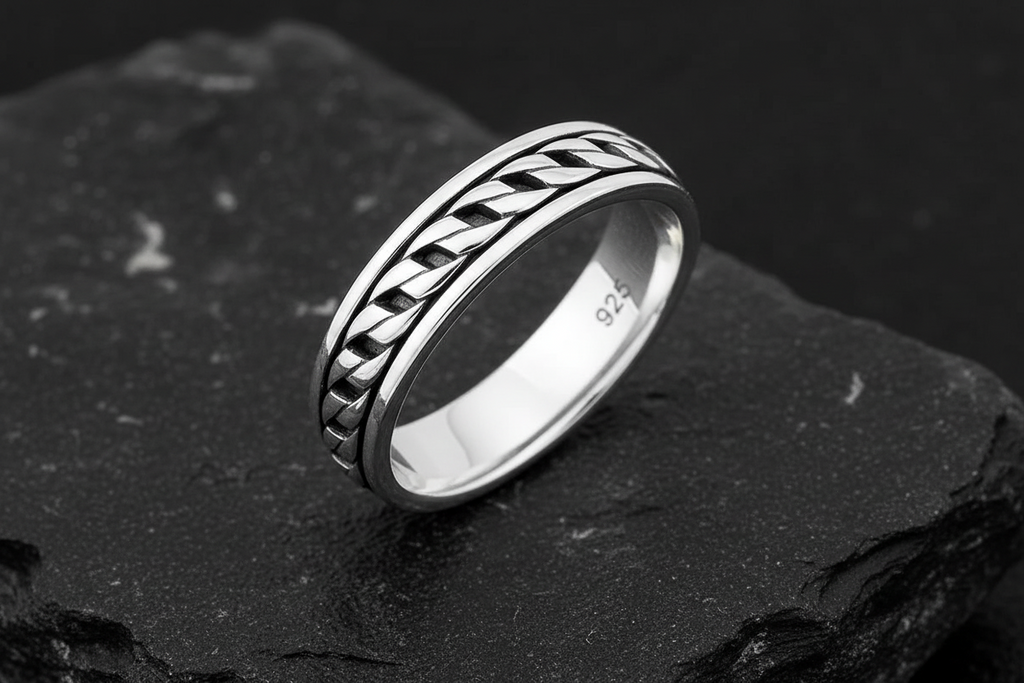 Unisex Cuban Link Ring – Sterling Silver with 5mm Band Width