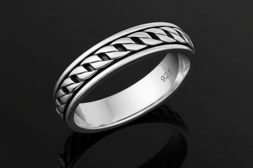 Unisex Cuban Link Ring – Sterling Silver with 5mm Band Width