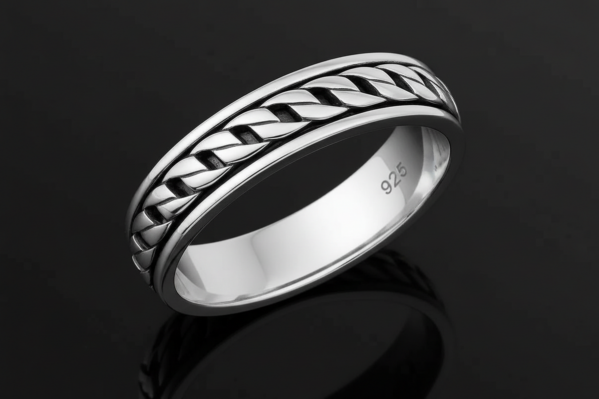 Unisex Cuban Link Ring – Sterling Silver with 5mm Band Width