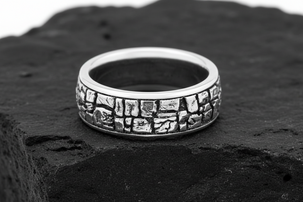 Stonework Men's Ring – 925 Sterling Silver with 8.2mm Band Width