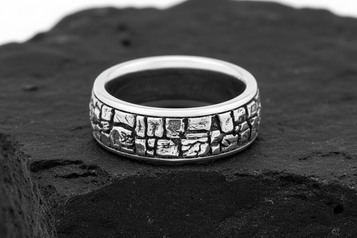 Stonework Men's Ring – 925 Sterling Silver with 8.2mm Band Width