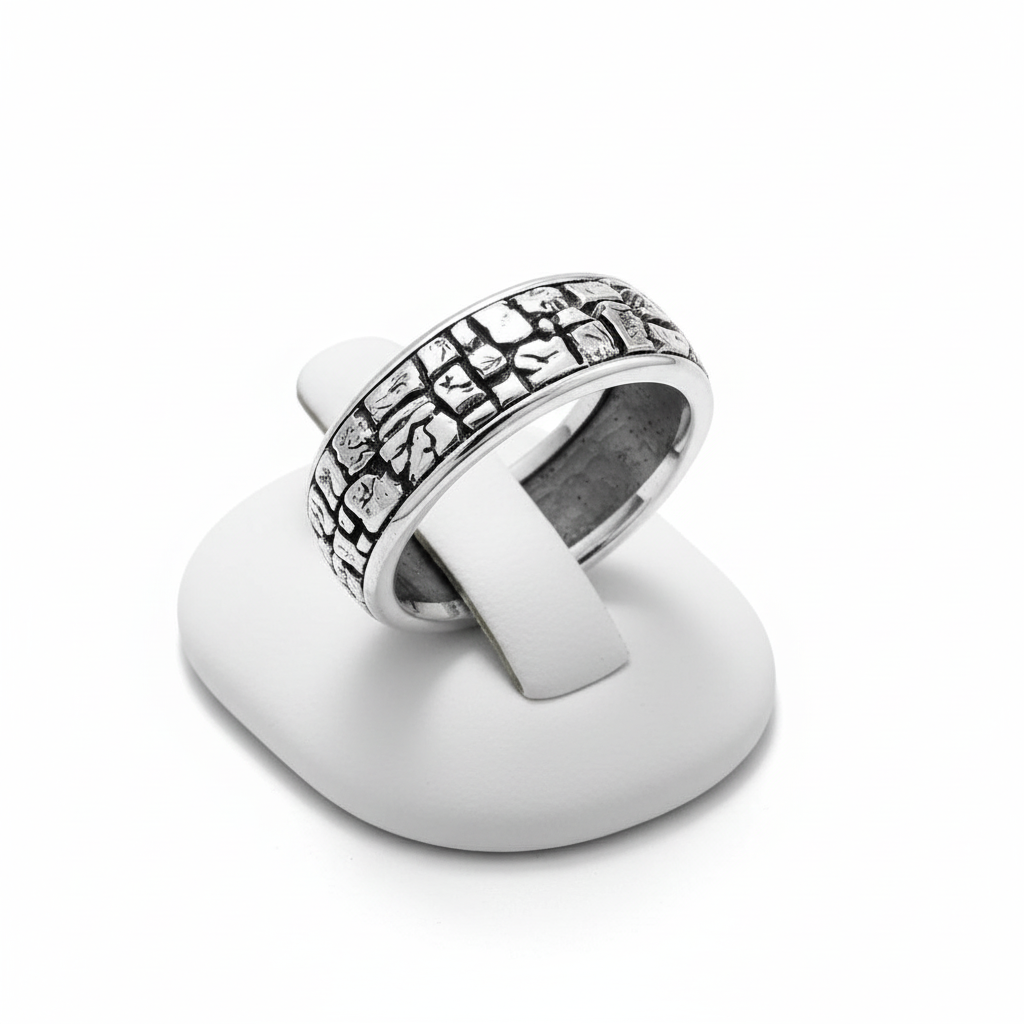 Stonework, Silver Nugget, Sterling Silver Men's Ring, 8.2mm for Men 925, Gift for him