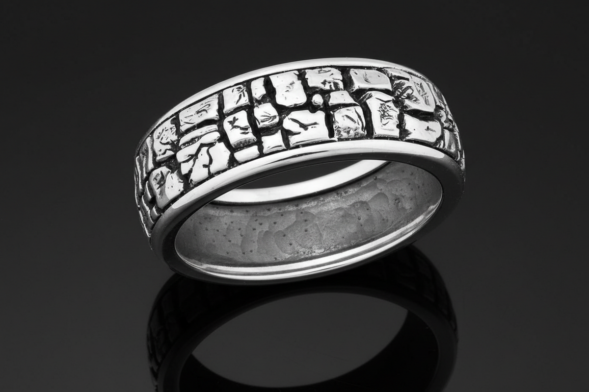 Stonework Men's Ring – 925 Sterling Silver with 8.2mm Band Width