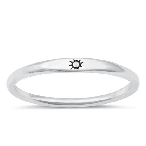 Dainty Sterling Silver Sun Ring: Minimalist 925 Stamped Band