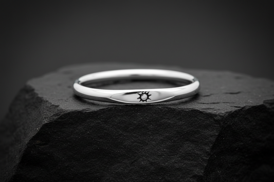 Dainty Sterling Silver Sun Ring: Minimalist 925 Stamped Band
