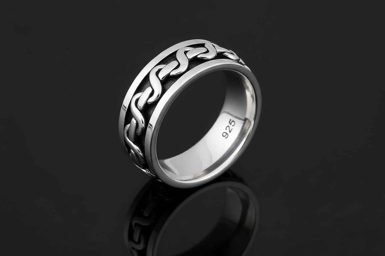 Fidget Spinner Silver Ring Band