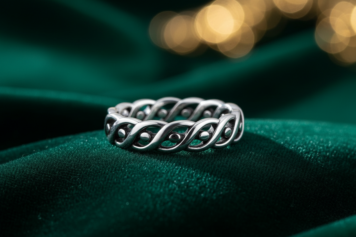 Spiral Eye Unisex Wedding Ring – Sterling Silver