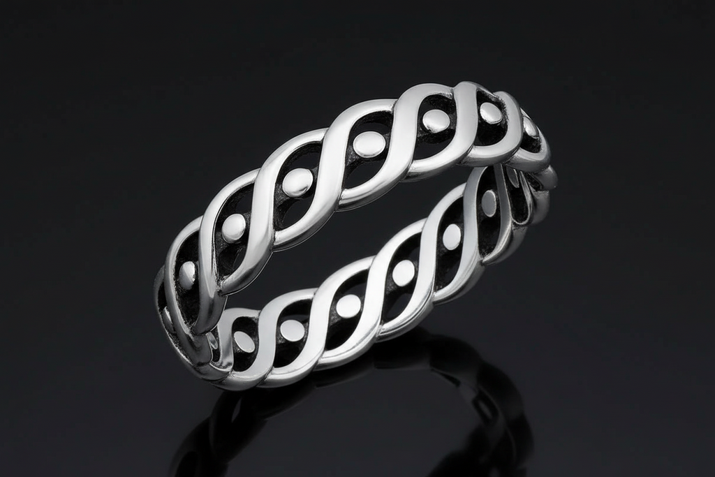 Spiral Eye Unisex Wedding Ring – Sterling Silver