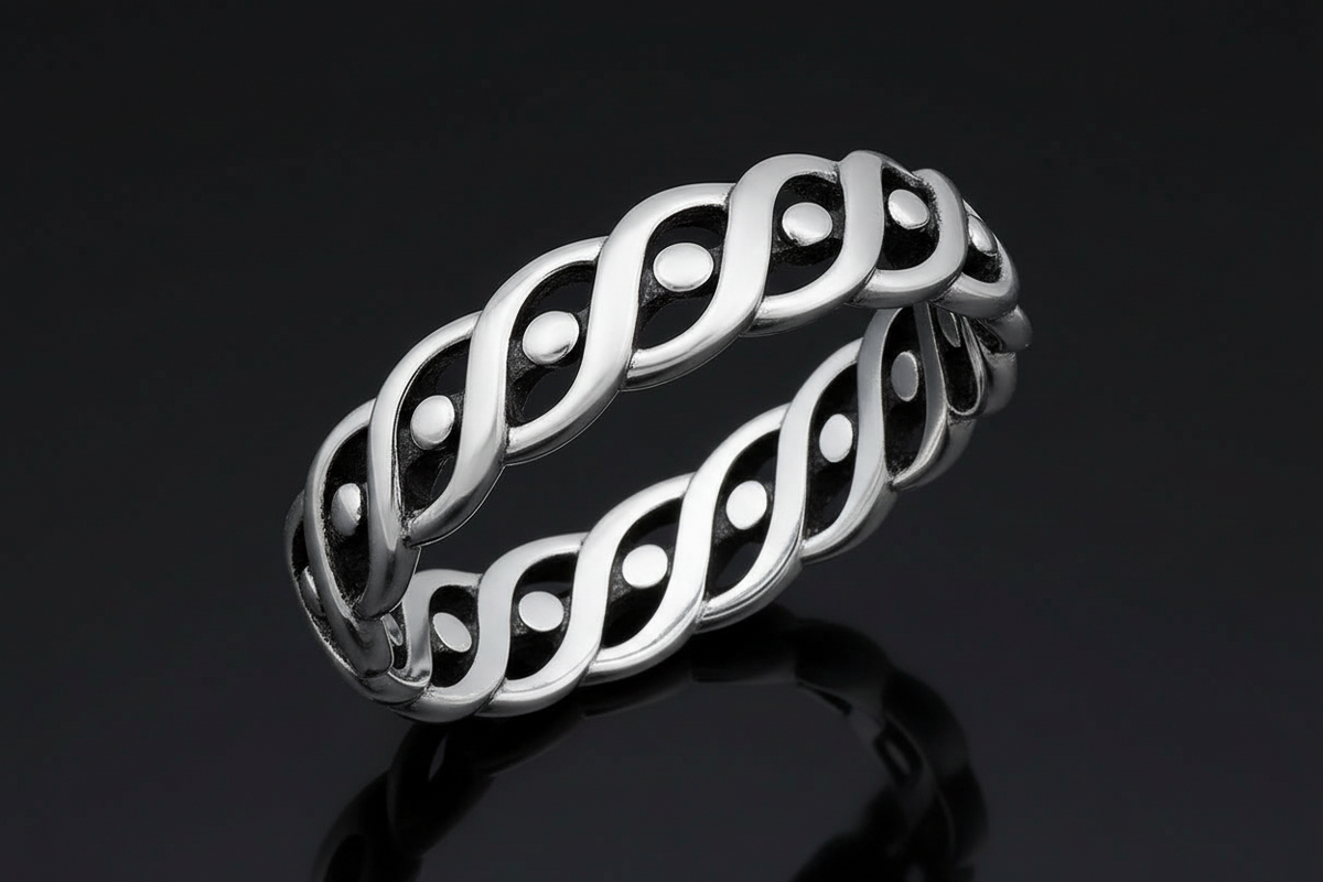 Spiral Eye Unisex Wedding Ring – Sterling Silver