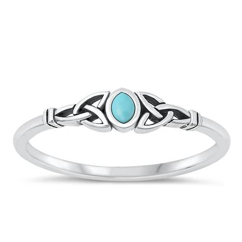 Oxidized Sterling Silver Celtic Ring: Turquoise, Onyx, or Opal Stone