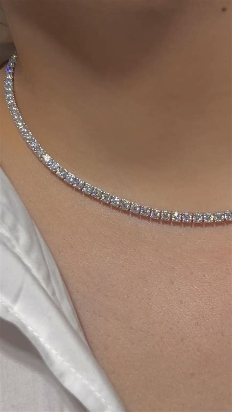 Moissanite Gold Plate Tennis Necklace on 925