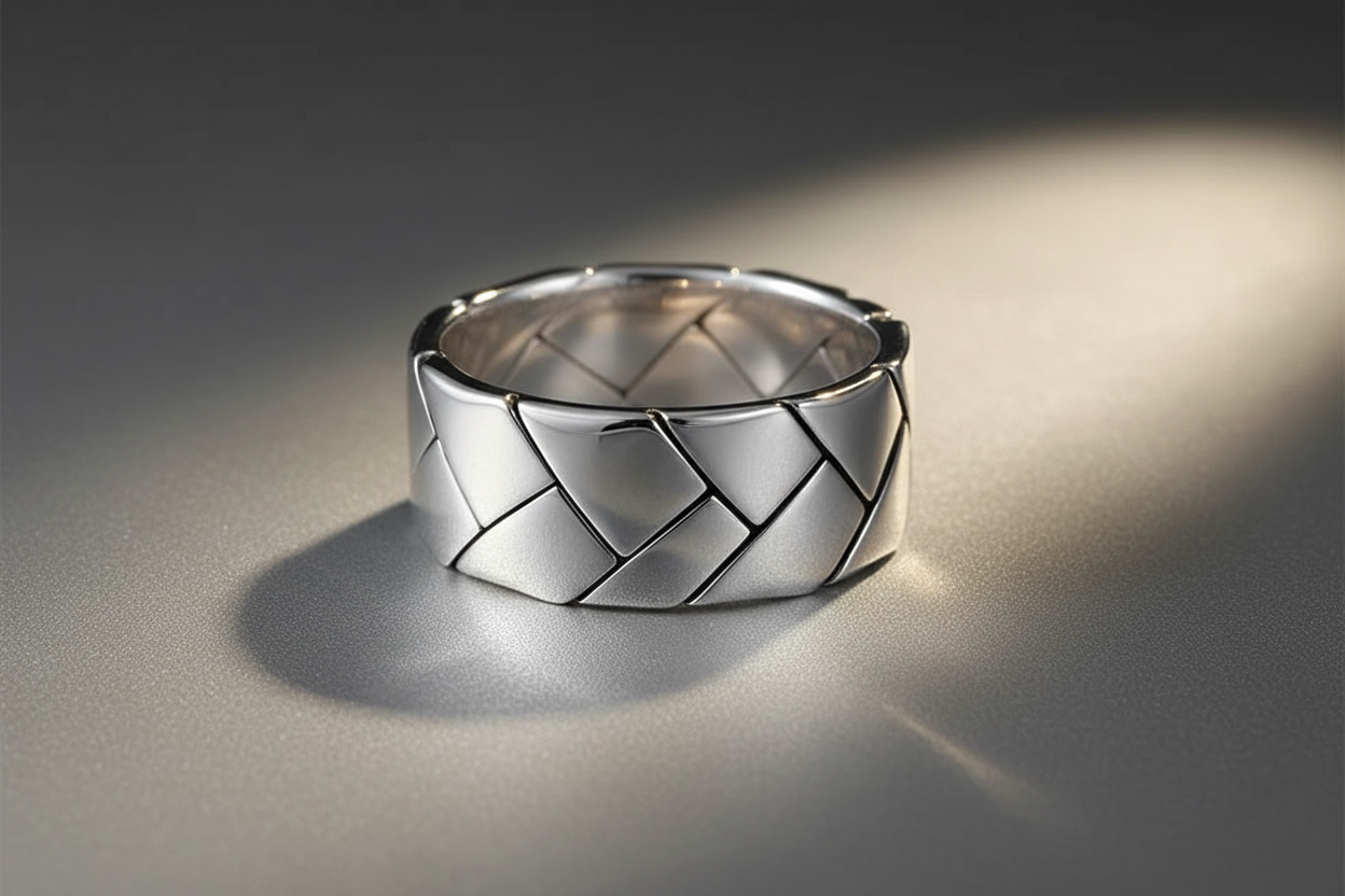 The Fold Men's Ring, Sterling Silver Men's Band, 10mm Band for Men, Ring for Men, Men's Silver Jewelry