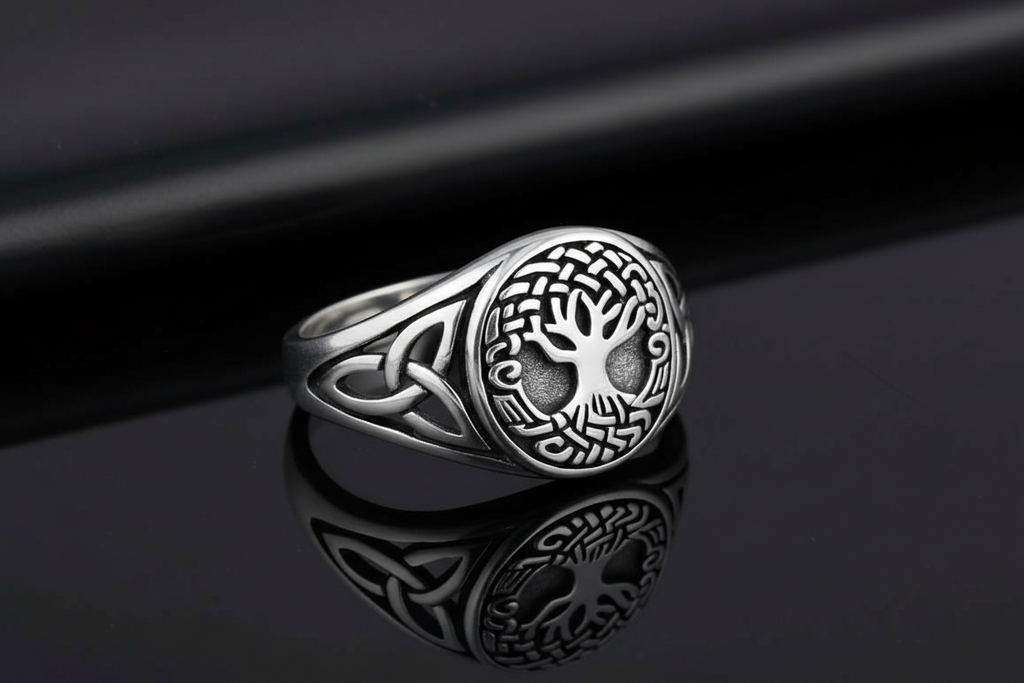 Tree of Life Men's Ring – Sterling Silver with 12mm Band Width