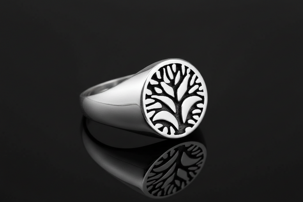 Tree of Life Men's Wedding Ring – Sterling Silver