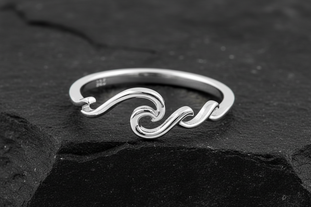 Sterling Silver Waves Ring, Rolling Wave Ring, Beach Wave Ring, Ocean Tide Ring, 925 Stamped, Summer Ring, non tarnish jewelry