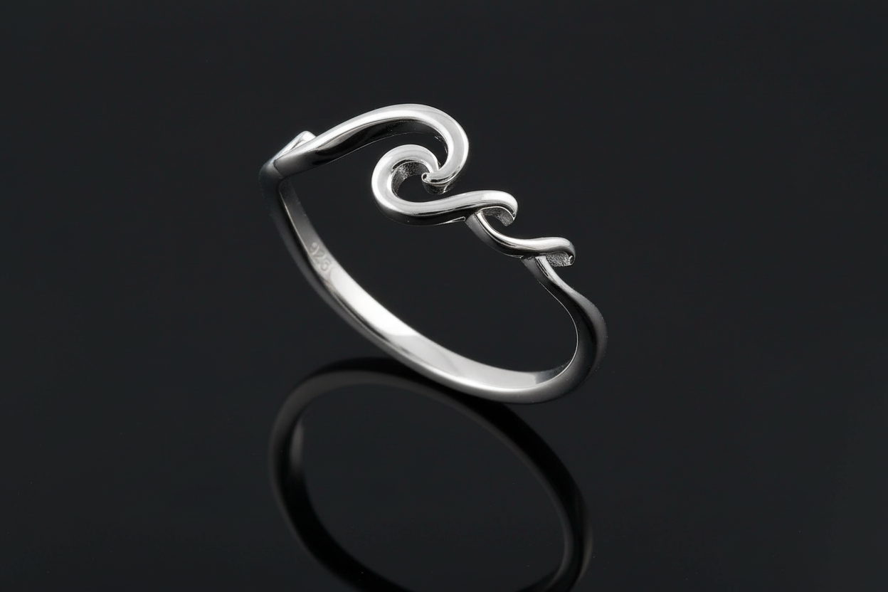 Sterling Silver Waves Ring, Rolling Wave Ring, Beach Wave Ring, Ocean Tide Ring, 925 Stamped, Summer Ring, non tarnish jewelry