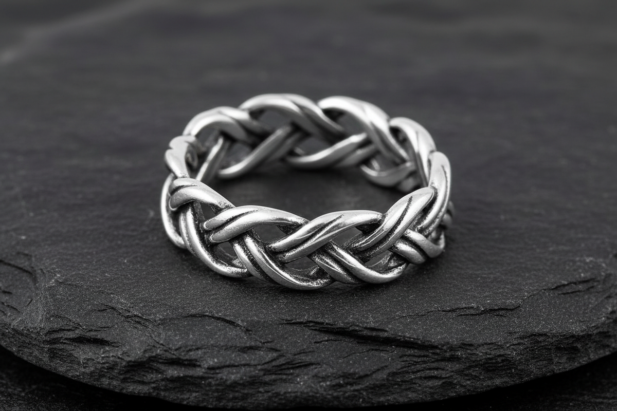 Love Intertwined Braided Sterling Silver Men's Ring