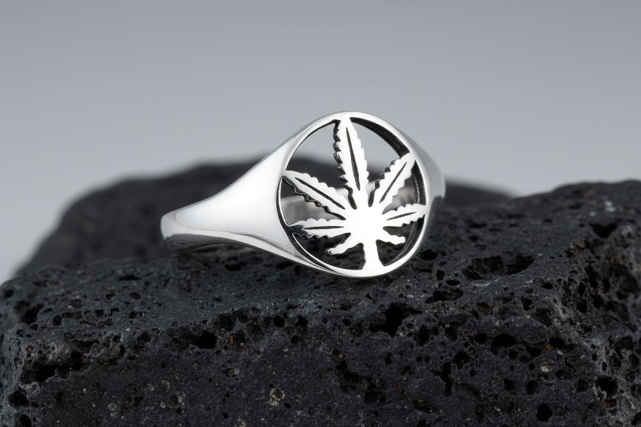 Marijuana Ring Sterling Silver Men & Women's Ring
