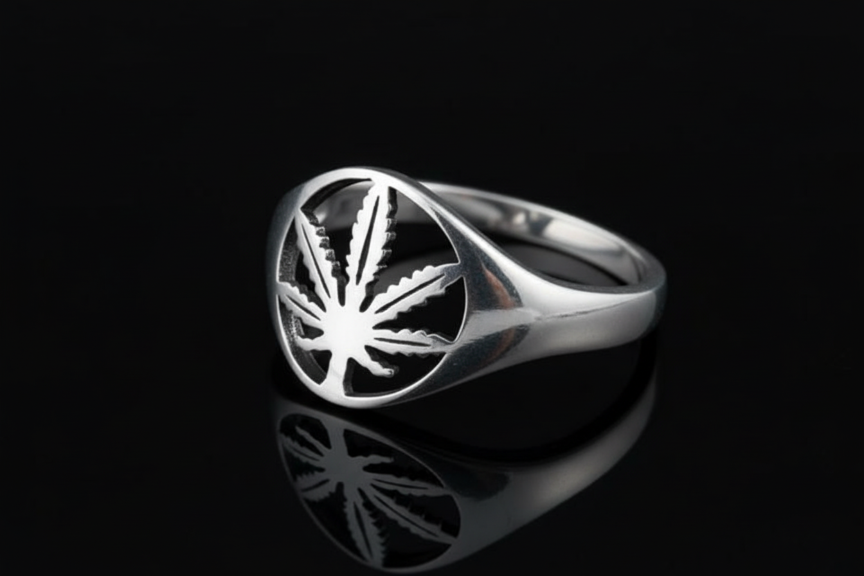Marijuana Ring Sterling Silver Men & Women's Ring