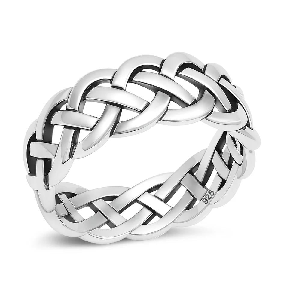 Woven Sterling Silver Band: 9mm Braided Men's Wedding Ring
