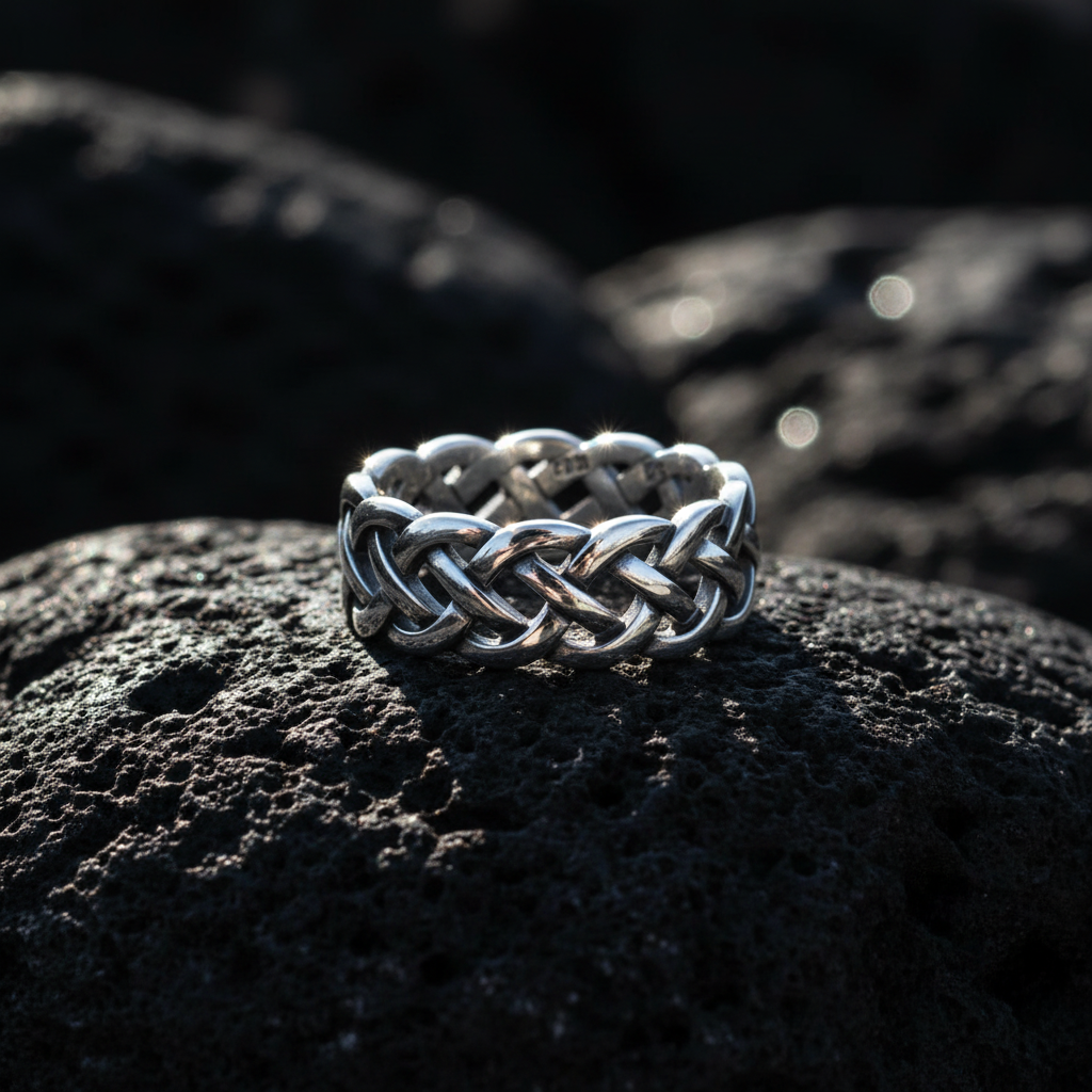 Woven Men's Wedding Ring – Sterling Silver with 9mm Band Width