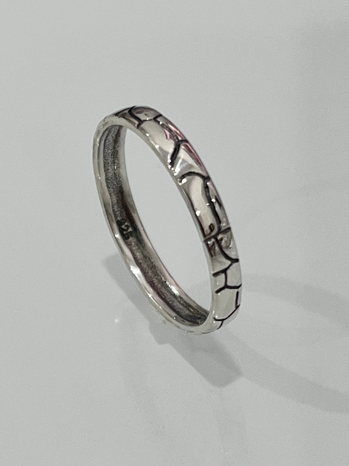 Slim 3mm Oxidized Design Band – Sterling Silver