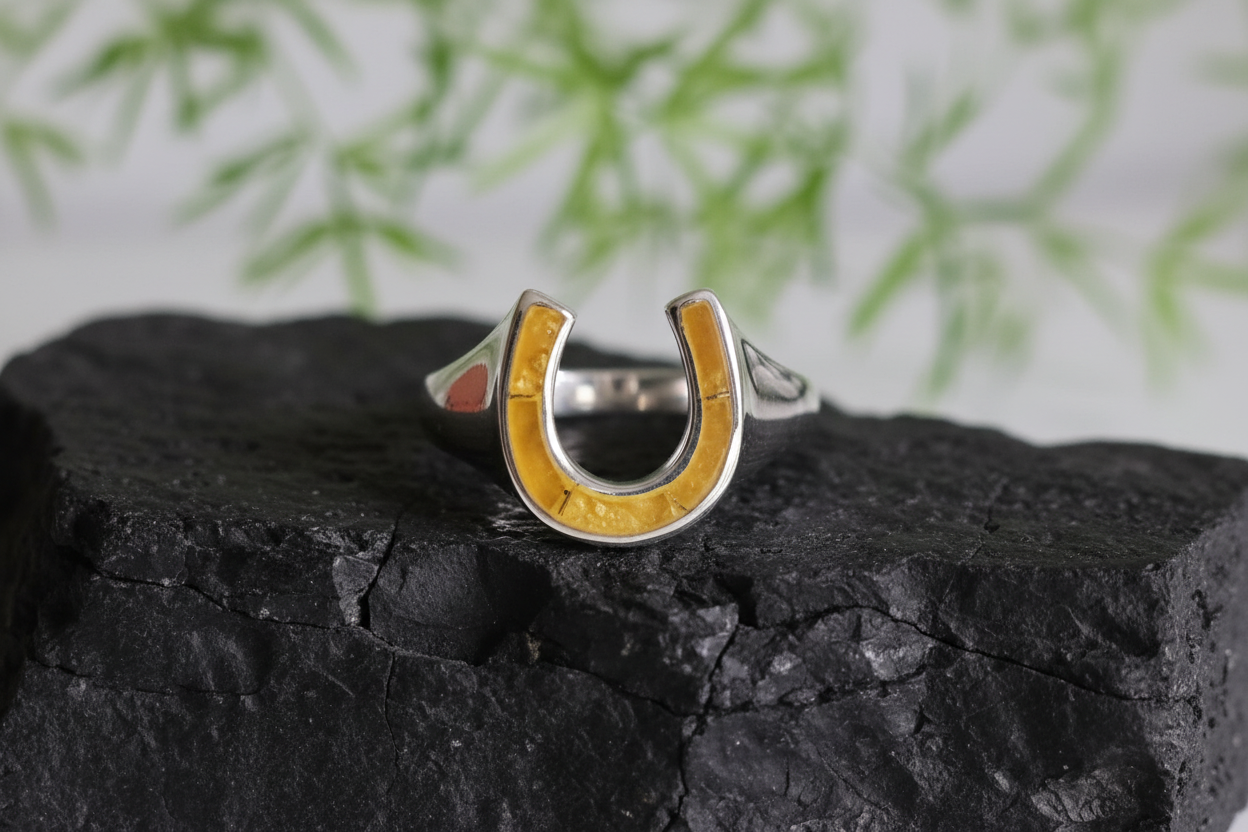 Horse Shoe Ring, Tiger Eyes Stone