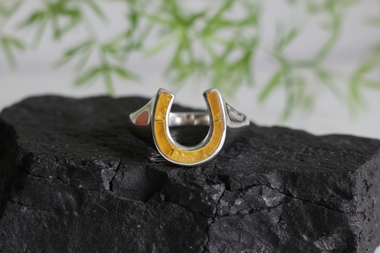 Horse Shoe Ring, Tiger Eyes Stone