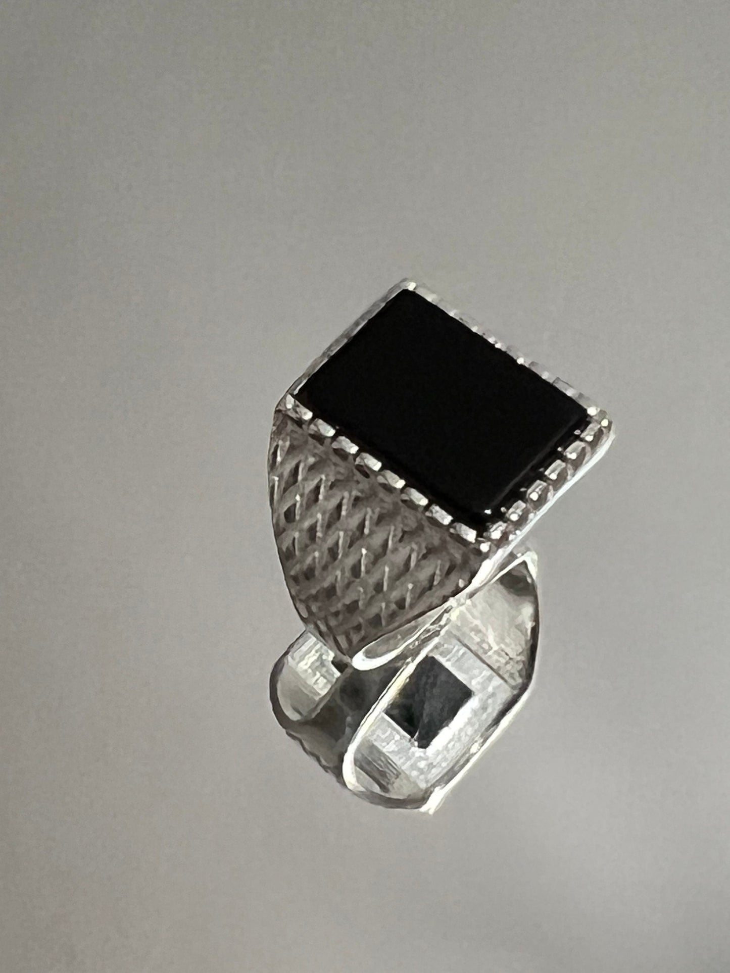 Square Signet Black Onyx Ring, Sterling Silver Ring, Men's Band, Engagement Wedding Ring, 925 Silver