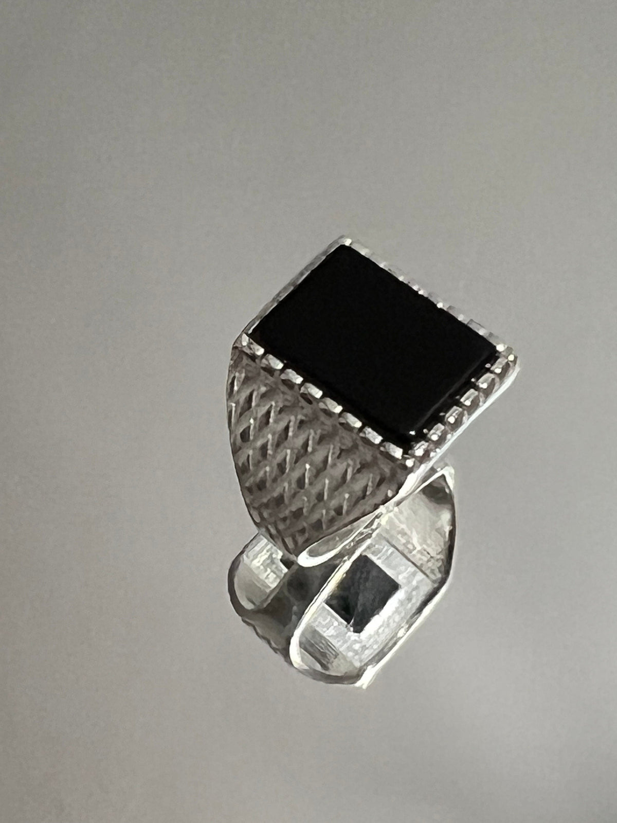 Square Black Onyx Men's Wedding Ring – 925 Sterling Silver