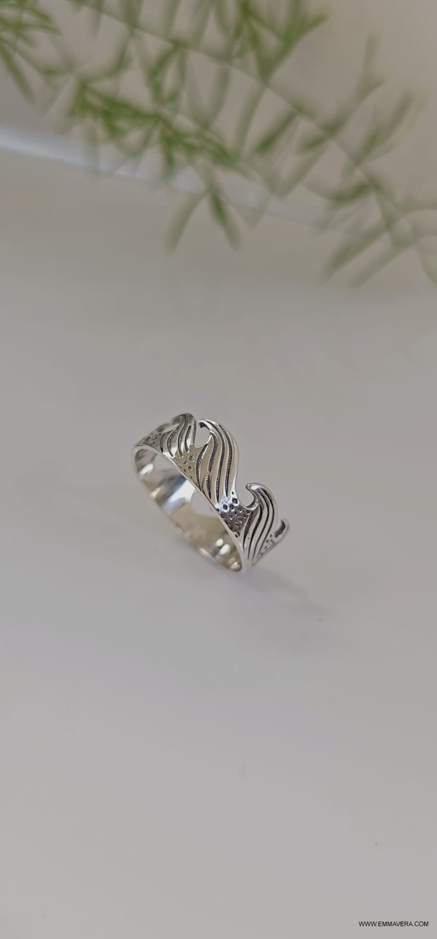 Ocean Wave Ring, Men's 925 Sterling Silver, Gift for him