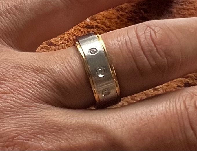 Three Diamond Masculine Wedding Ring