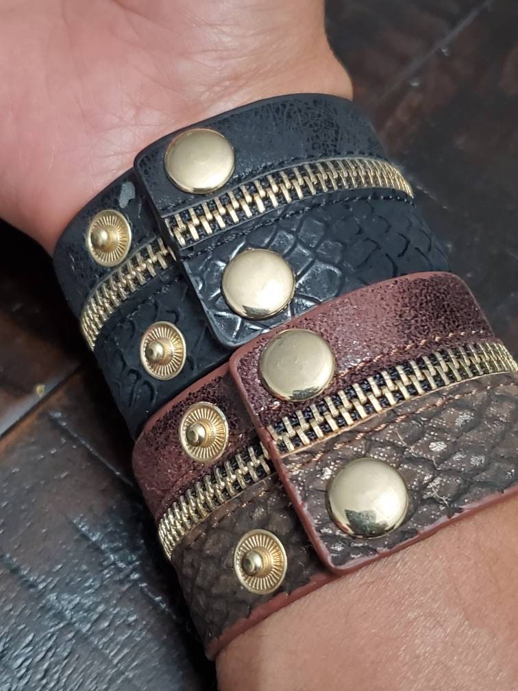 Handmade Leather Bracelet Zipper Design