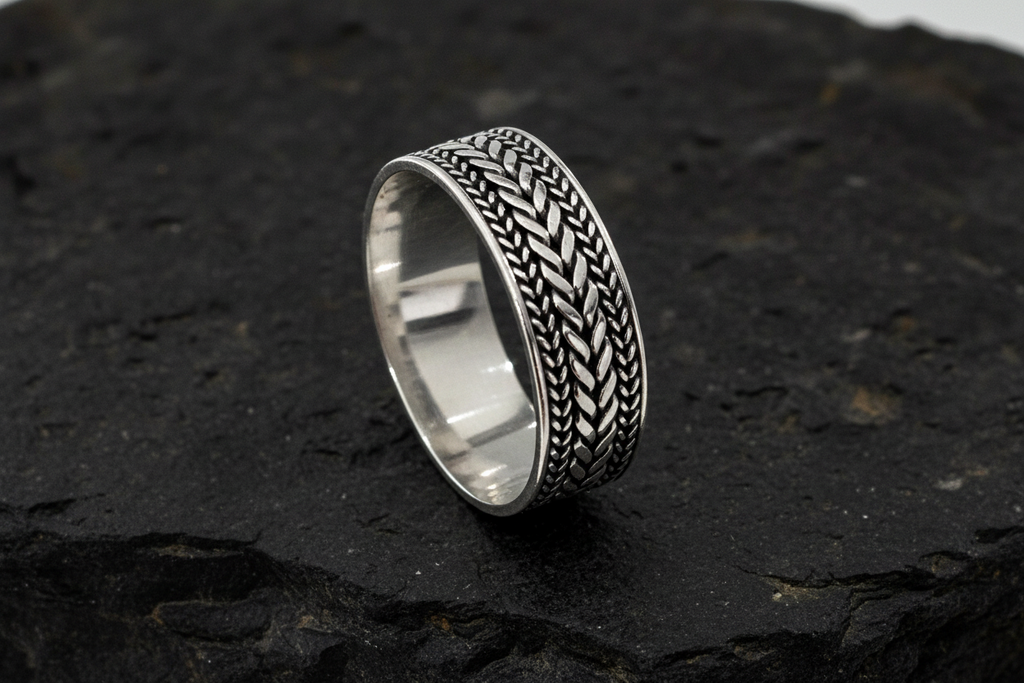 Men's Woven Leaves Sterling Silver
