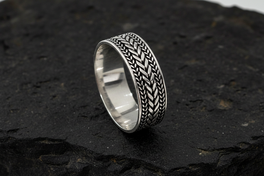 Men's Woven Leaves Sterling Silver