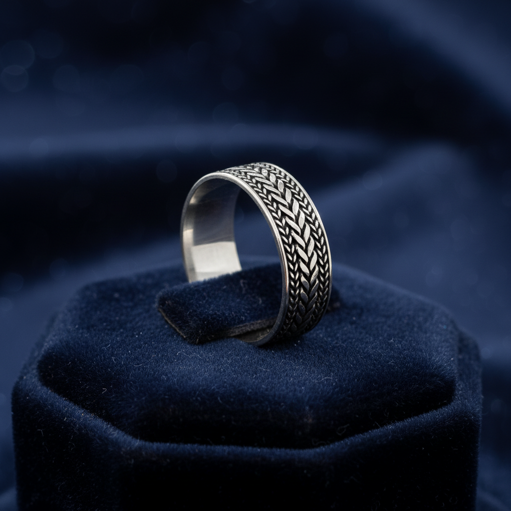 Men's Woven Leaves Sterling Silver