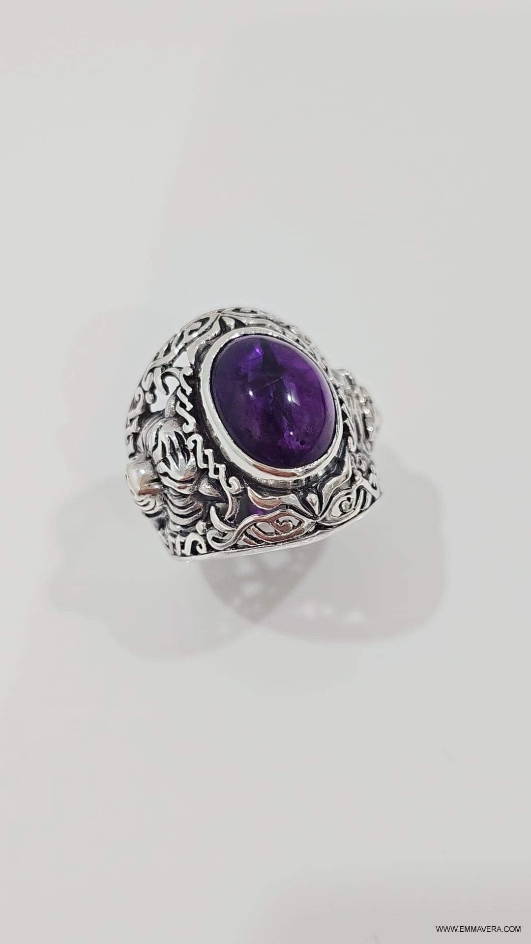 Tiger Amethyst Signet Ring