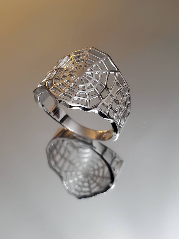 Web Men's Ring, Sterling Silver Men's Ring, Statement Ring for him, Spider Web Ring, Gothic Ring