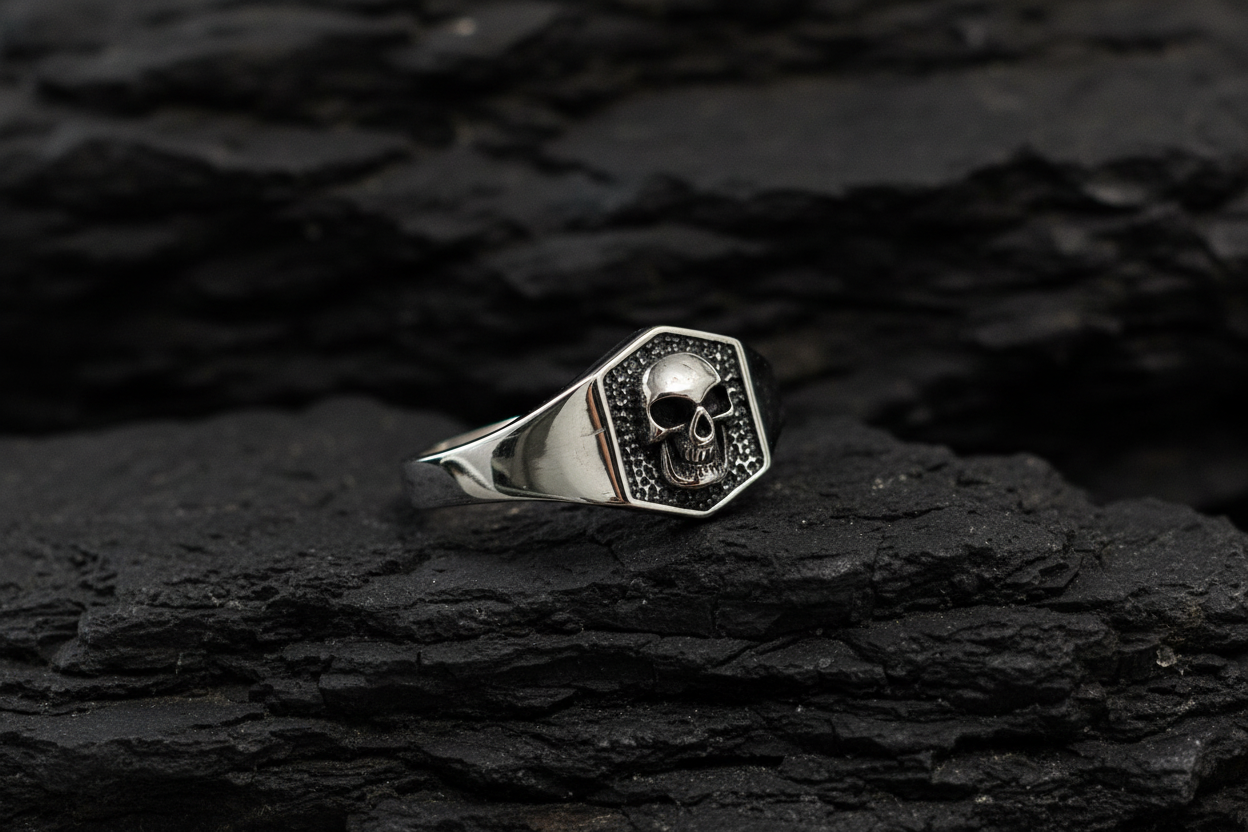 Small Skull Shield Ring