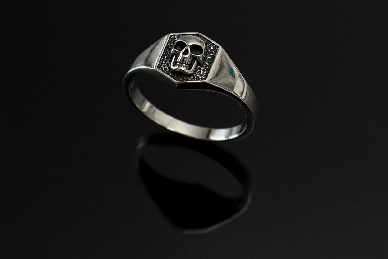 Small Skull Shield Ring