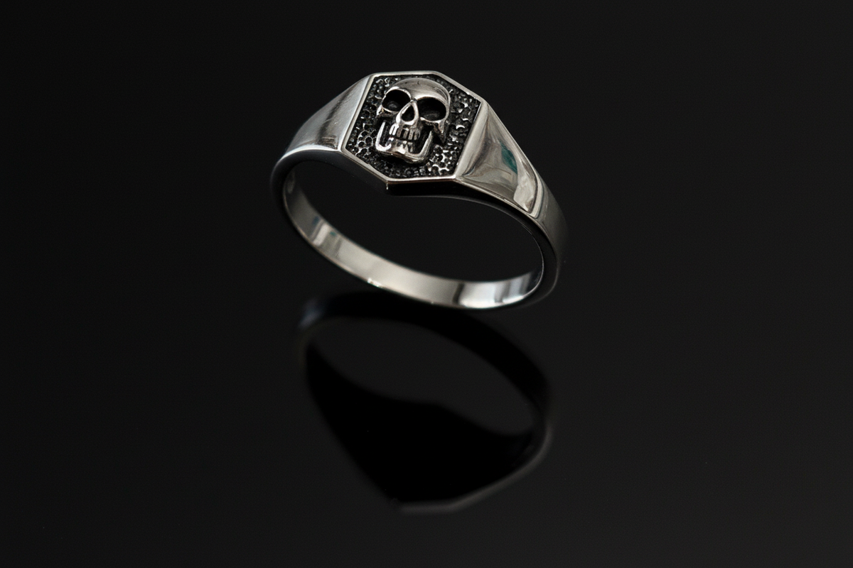 Small Skull Shield Ring
