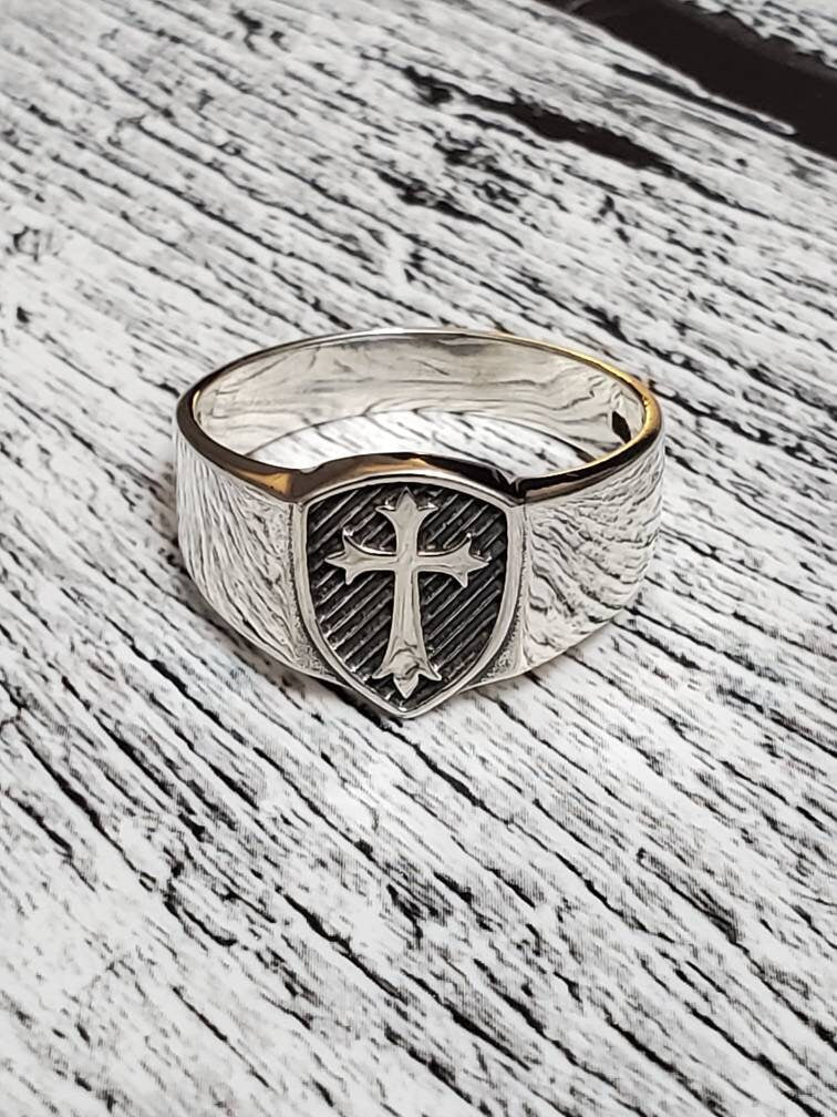 Cross Ring Men's Sterling Silver Ring