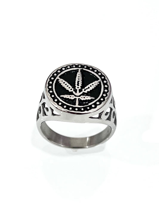 Marijuana Ring Stainless Steel Men's Ring