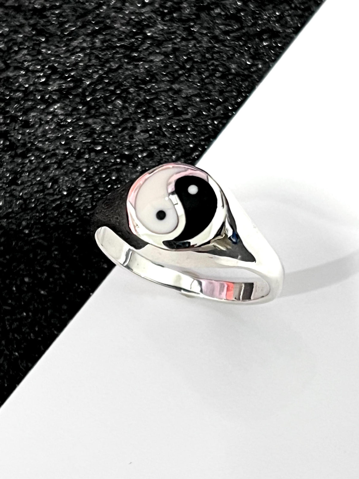Yin Yang Balance in Onyx Statement Ring – Sterling Silver