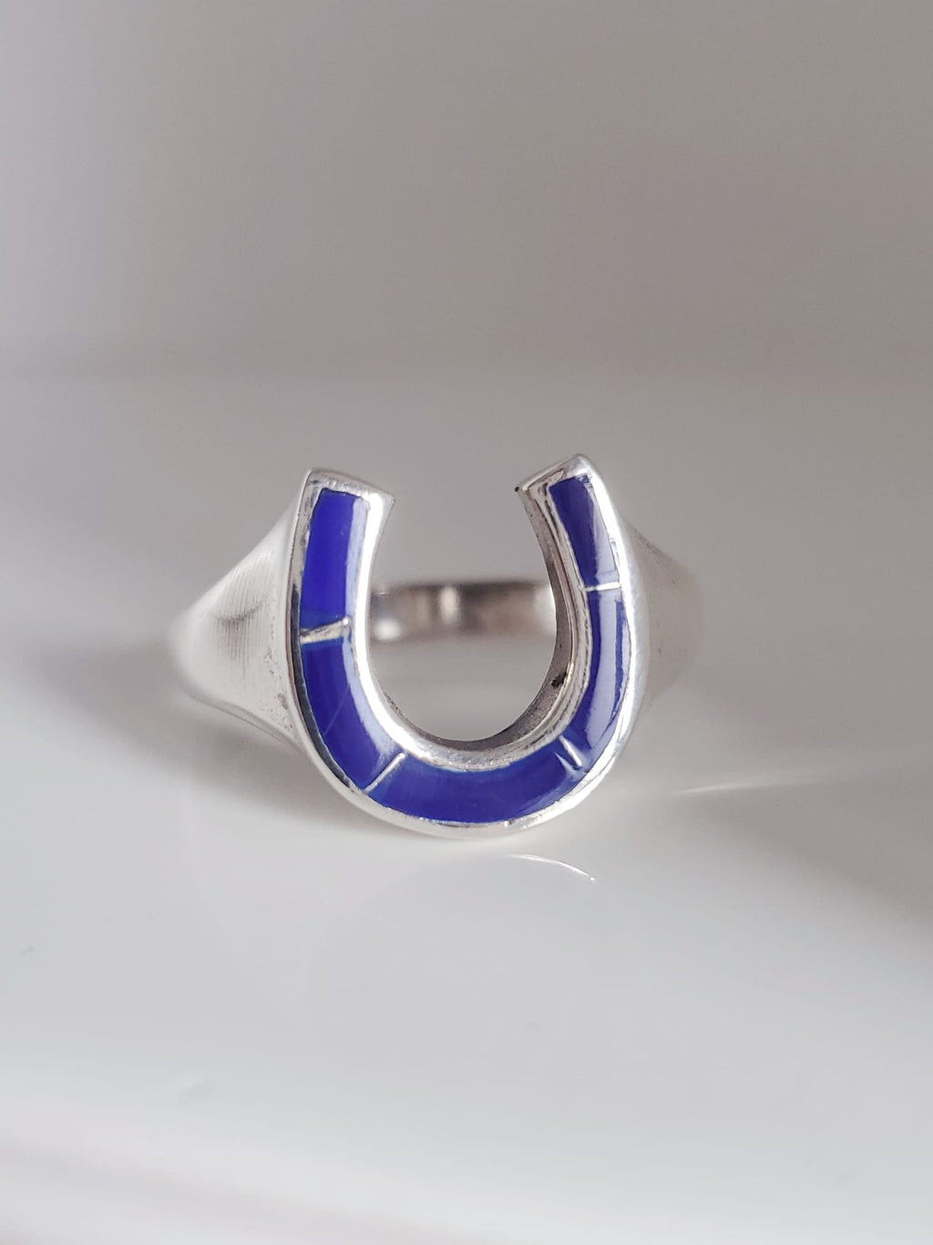 Horse Shoe Blue Rider Ring